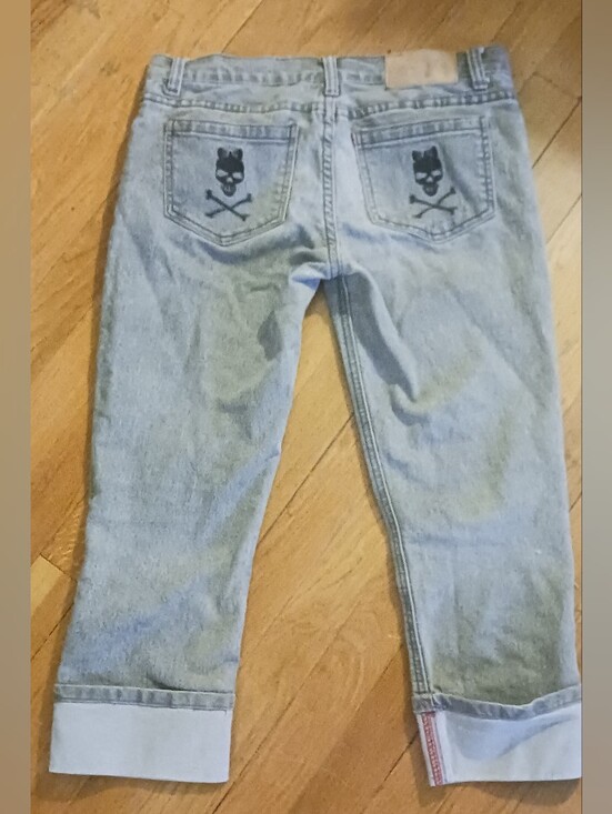 beauty fiend Pants - Vintage Beauty Fiend Cuffed Capri Jeans Y2K Mall Goth Punk S